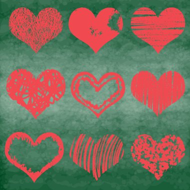 Heart icons, hand drawn icons