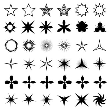 Vector set of sparkle lights stars. Sparkles with rays, explosion, fireworks. Sparkle and starburst symbols collection. Salute Burst. Stars.