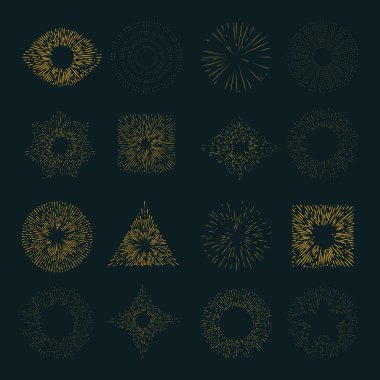 Büyük vektör sunburst retro set