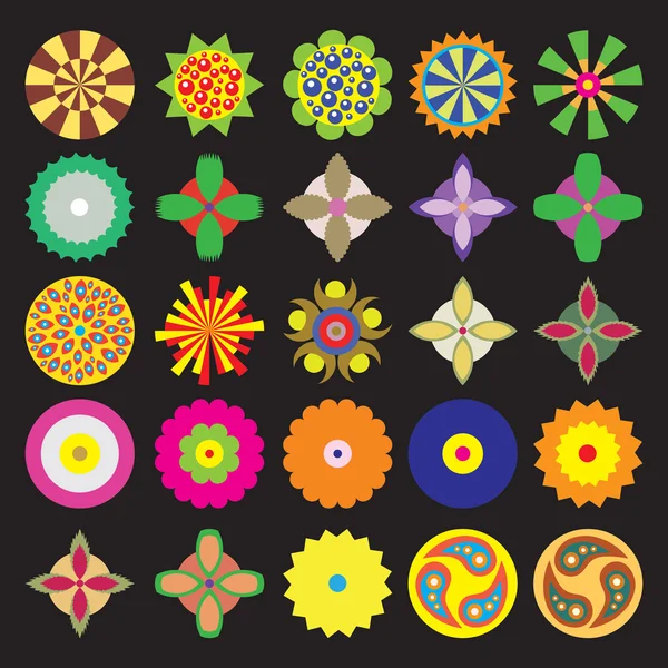 Ensemble de fleurs icône — Image vectorielle