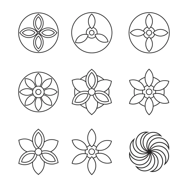 Flower icon set, line collection. — Stockový vektor