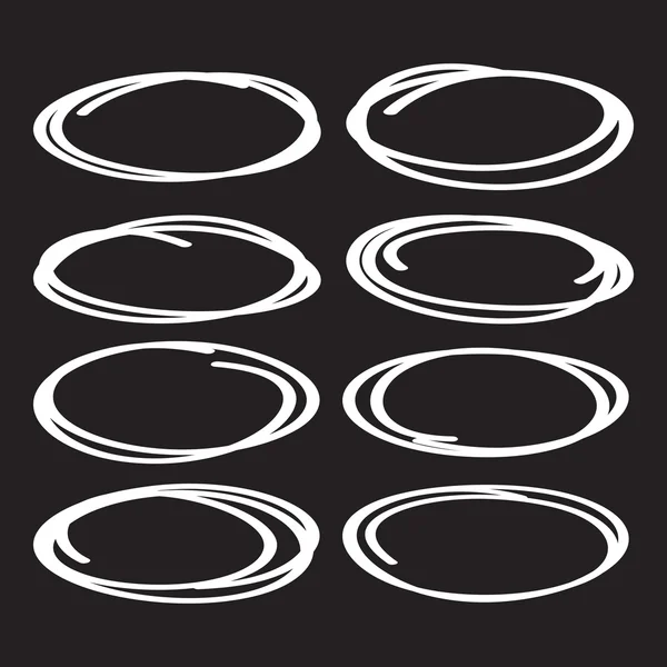Επισημάνετε δείκτες οβάλ σχήματα που απομονώνονται σε μαύρο, άσπρο στυλό κύκλους. Εύκολο να αλλάξει το χρώμα. — Διανυσματικό Αρχείο
