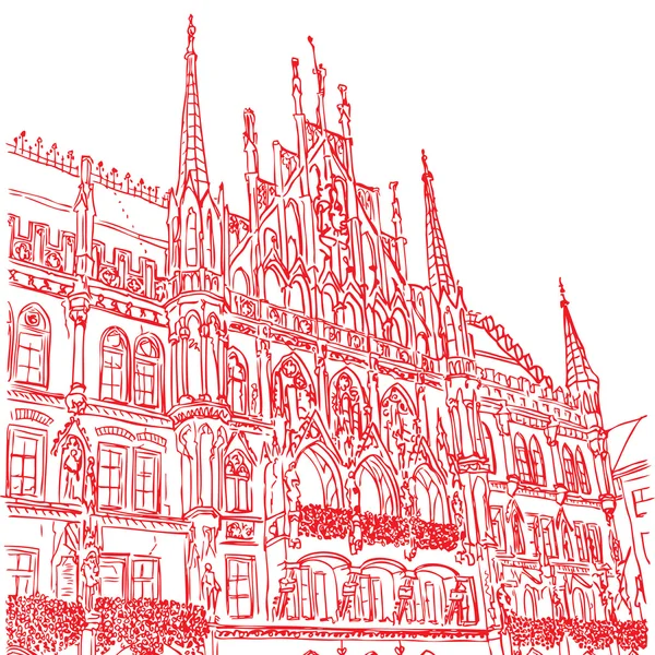 Stadhuis van München, München — Stockvector