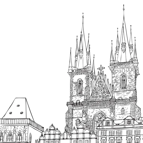 Ciudad de Praga, República Checa . — Vector de stock