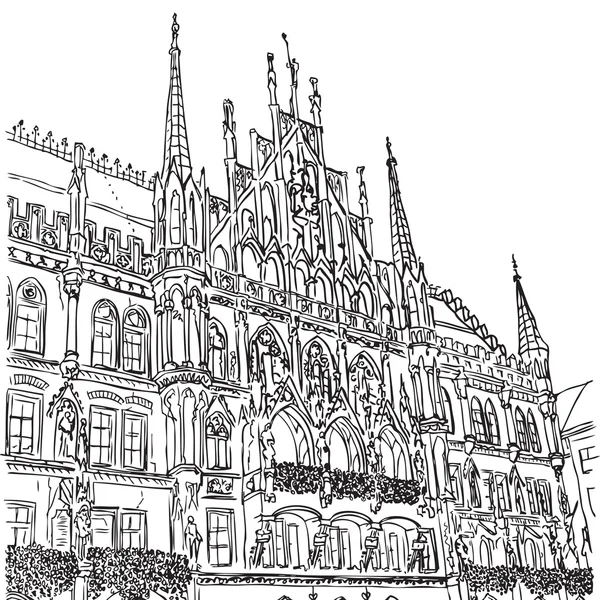 Мюнхенская ратуша , — стоковый вектор