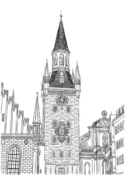 Ancien hôtel de ville, Munich, Bavière — Image vectorielle