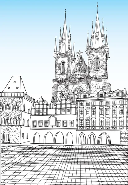 Ciudad de Praga, República Checa . — Vector de stock