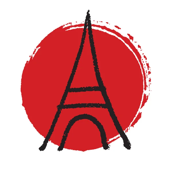 Torre Eiffel in cerchio di inchiostro verniciato — Vettoriale Stock