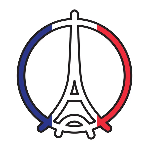 Символ Эйфелевой башни Франции на фоне французского триколора . — стоковый вектор