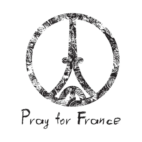Моліться за Парижі, 13 листопада 2015 року Ейфелевої вежі, молитися для Франції Символ. Миру для Парижа, миру для Франції знаком. Векторні ілюстрації — стоковий вектор