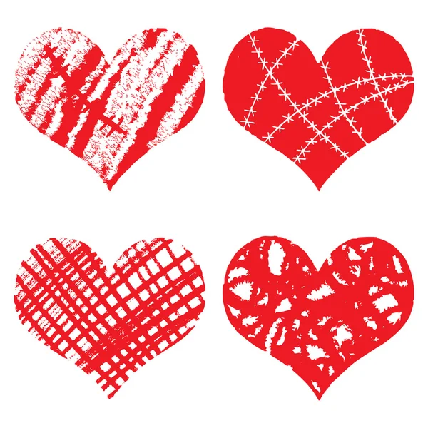 Icone del cuore, icone disegnate a mano — Vettoriale Stock