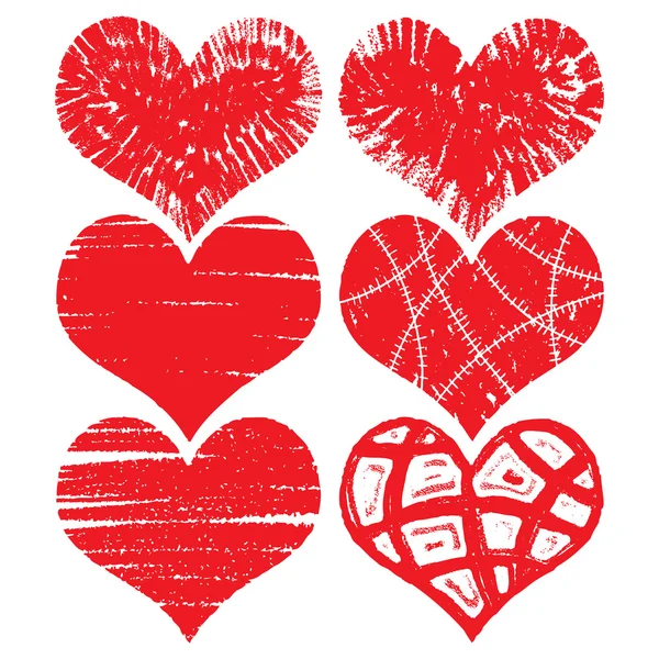 Ícones do coração, ícones desenhados à mão — Vetor de Stock