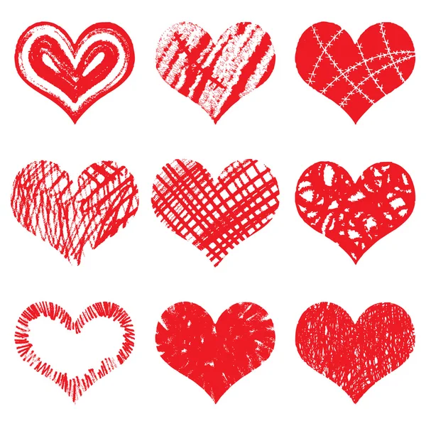 Heart icons, hand drawn icons — Stock vektor