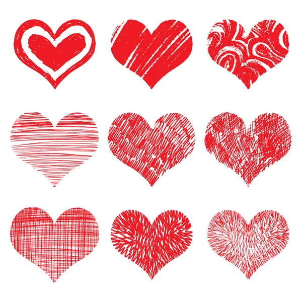 Heart icons, hand drawn icons — Stock vektor