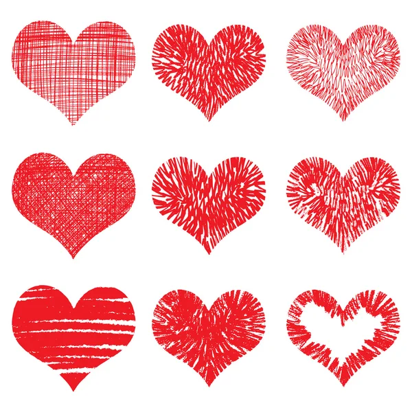 Heart icons, hand drawn icons — Stock Vector