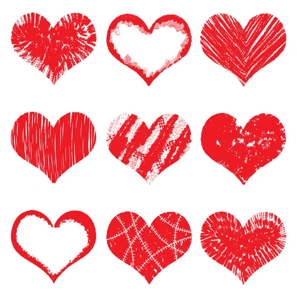 Heart icons, hand drawn icons — ストックベクタ