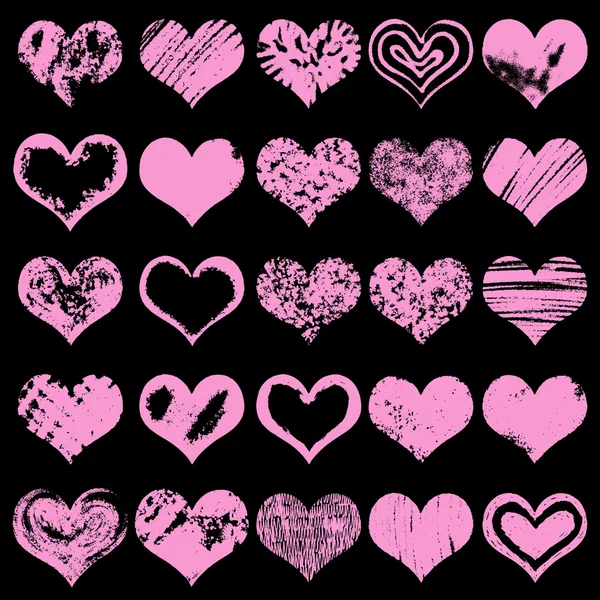 Heart icons, hand drawn icons — Stock Vector