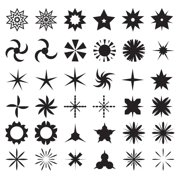 Vector set of sparkle lights stars. Sparkles with rays, explosion, fireworks. Sparkle and starburst symbols collection. Salute Burst. Stars. — стоковий вектор