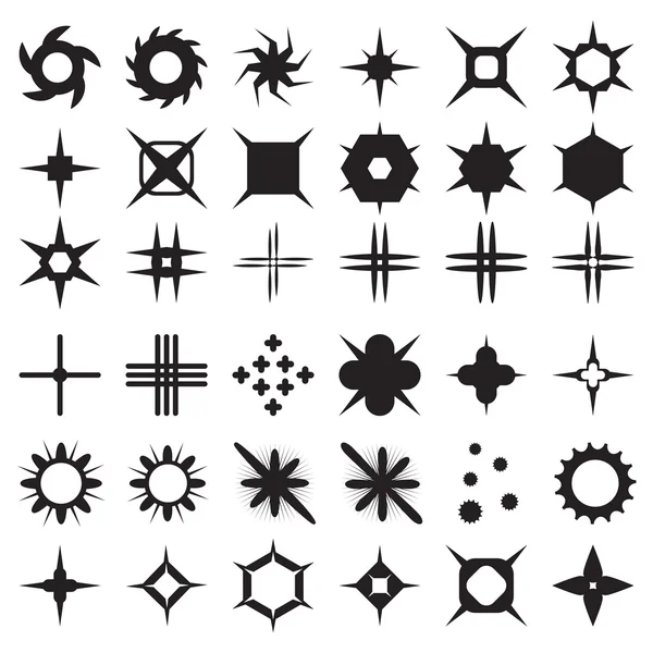 Vector set of sparkle lights stars. Sparkles with rays, explosion, fireworks. Sparkle and starburst symbols collection. Salute Burst. Stars. — Wektor stockowy