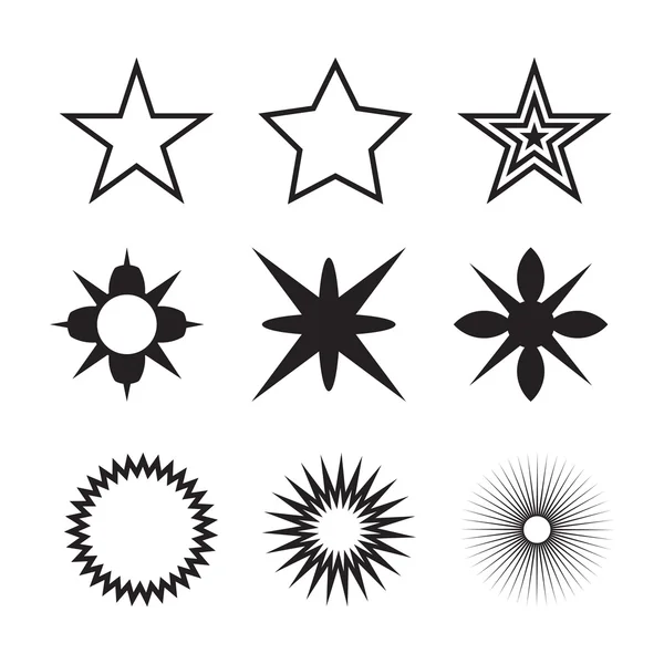 Sparkles black symbols set, sparkle and starburst symbols collection. Stars. Vector illustration. — 图库矢量图片