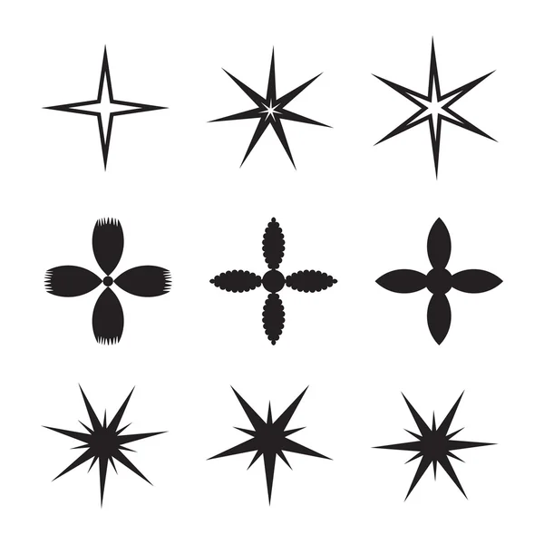 Conjunto vectorial de luces brillantes estrellas . — Archivo Imágenes Vectoriales