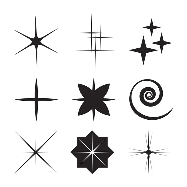 Conjunto vectorial de luces brillantes estrellas . — Vector de stock