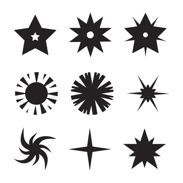 Set scintillements et rafales d'étoiles, icônes étoiles et collection de logo . — Image vectorielle