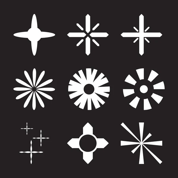 Set de iconos de destellos vectoriales. Colección Star. Lente o bengala de vidrio. Brillo de estrellas, destello estelar . — Vector de stock