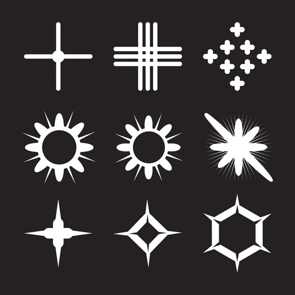 Set de iconos de destellos vectoriales. Colección Star. Lente o bengala de vidrio. Brillo de estrellas, destello estelar . — Archivo Imágenes Vectoriales