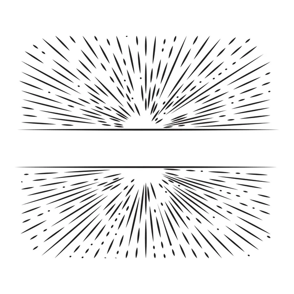 Tendance dessinée à la main rétro rayons éclatants — Image vectorielle