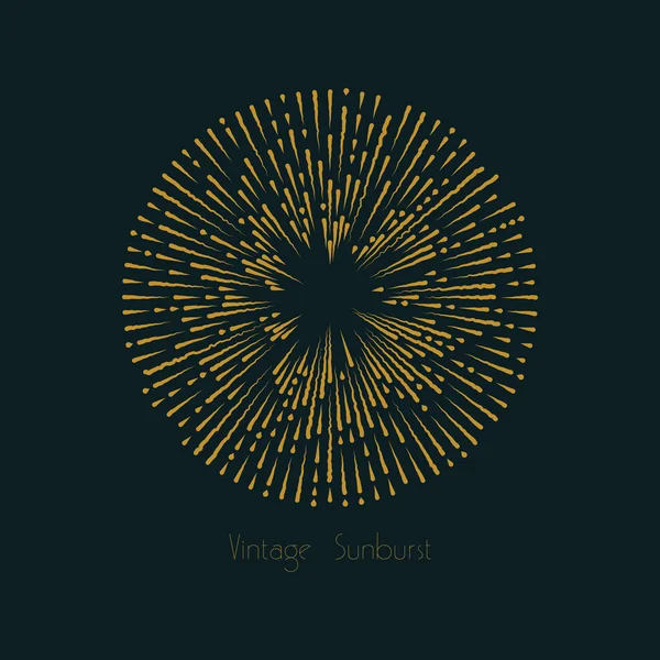 Retro hand drawn gold sunburst. — Διανυσματικό Αρχείο