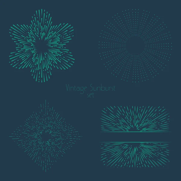 Stor samling av retro sunburst. — Stock vektor