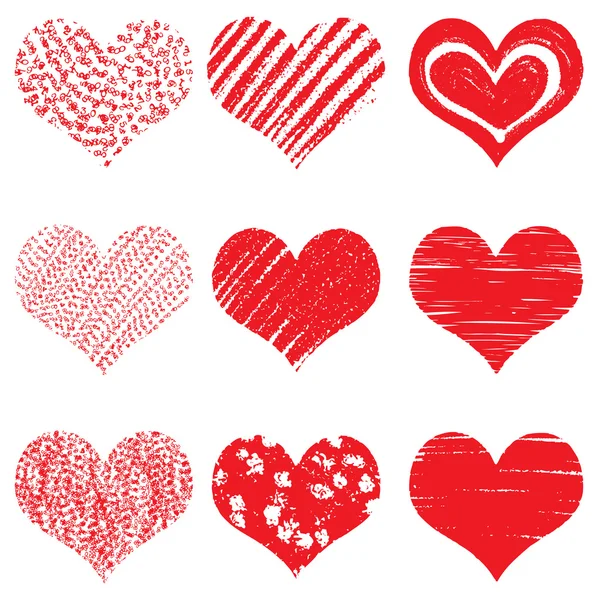 Heart icons, hand drawn icons — Stock Vector