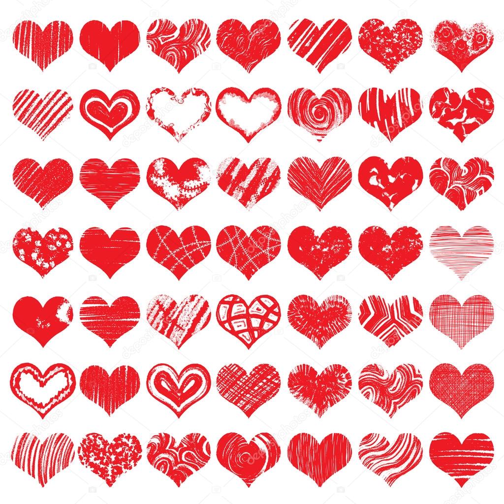 Heart icons, hand drawn icons