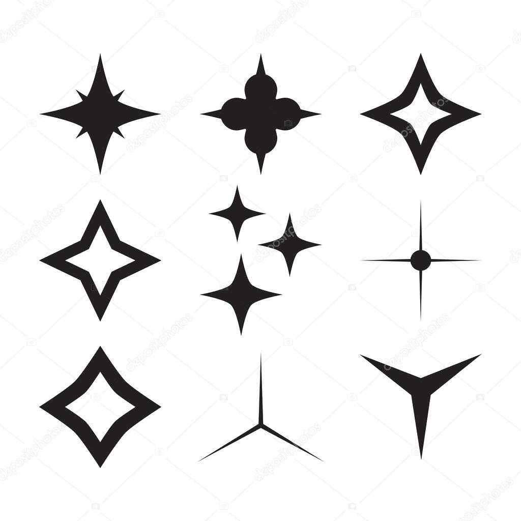 Vector set of sparkle lights stars.