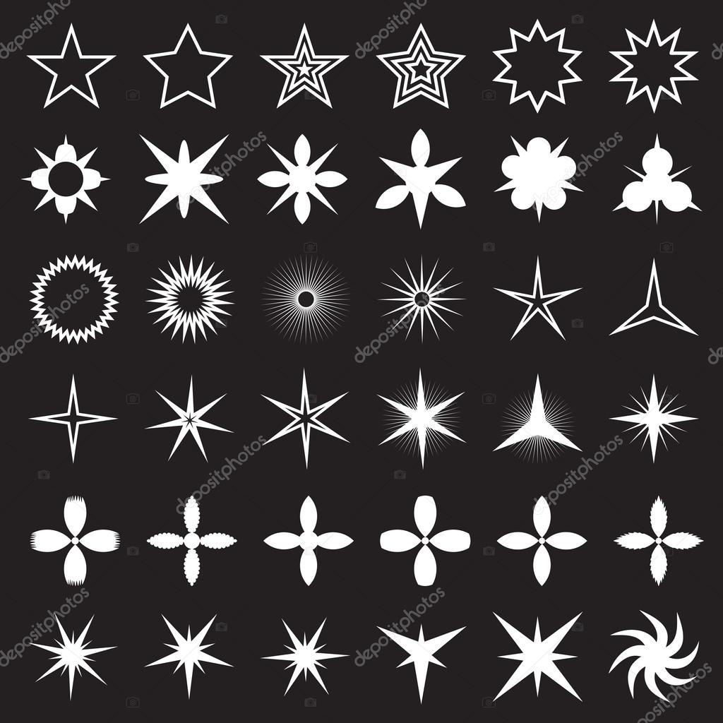 Large set of 36 vector sparkles stars.
