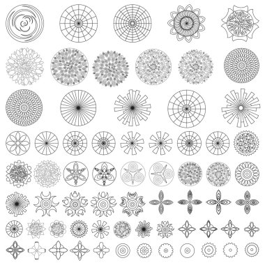 Düz astar simgesi çiçek büyük Set