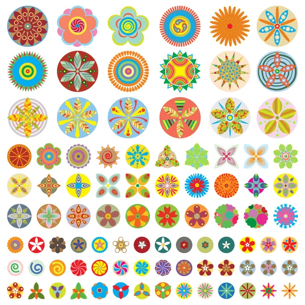 Große Blumen Icon Set. — Stockvektor