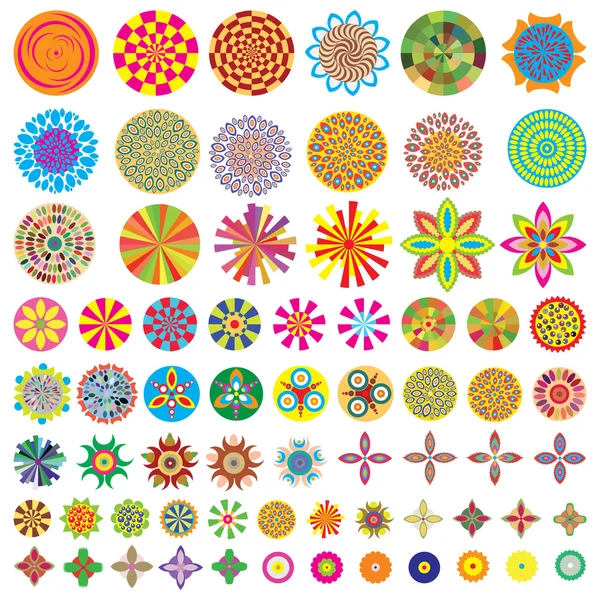 Más de 50 hermosos iconos de flores abstractas . — Archivo Imágenes Vectoriales