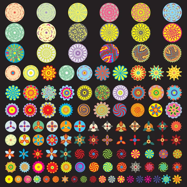 Over 50 beautiful abstract flower icons. — Stock Vector