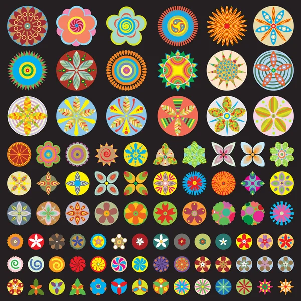 Více než 50 Krásné abstraktní květina ikony. — Stockový vektor
