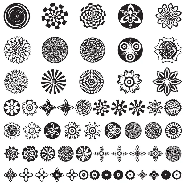 Over 50 beautiful abstract flower icons. — Stock Vector