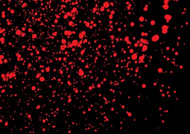 Vector splatter of blood in red color on black background.