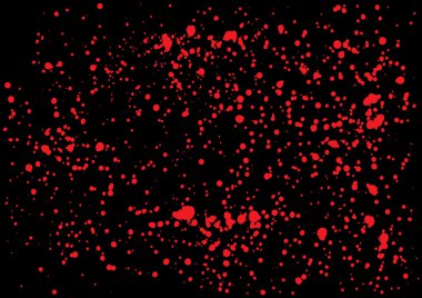 Vector splatter of blood in red color on black background.