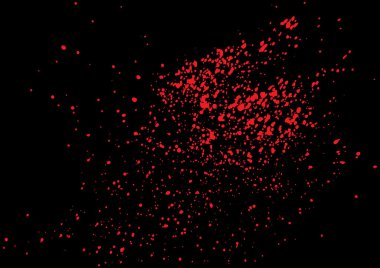 Vector splatter of blood in red color on black background.