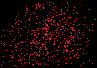 Vector splatter of blood in red color on black background.
