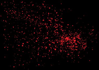 Vector splatter of blood in red color on black background.