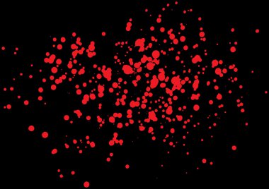 Vector splatter of blood in red color on black background.