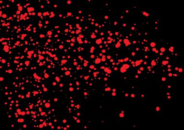 Vector splatter of blood in red color on black background.