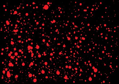 Vector splatter of blood in red color on black background.